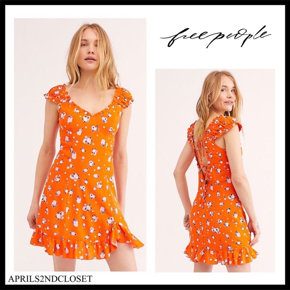 FREE PEOPLE BOHO V-NECK TIE BACK MINI DRESS A2C - Picture 7 of 16